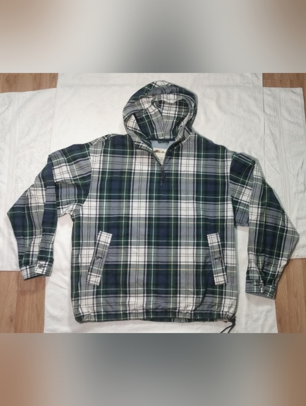 Vintage EDDIE BAUER Tartan Plaid Soft Cotton Anorak Jacket - Men's XL / XXL